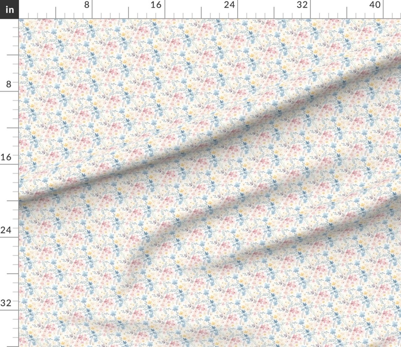 Whimsical Floral Watercolor Flowers Nature Botanical Pink Blue Pastel Spring Small Scale Custom Printed Fabric by Spoonflower Various Fabrics by the Yard or Fat Quarter